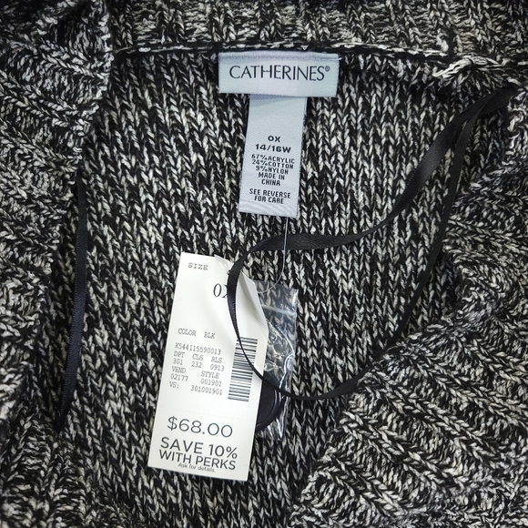 Catherines Size 0X Cable Knit Sweater Gray 001901 14/16w Button NWT - Picture 4 of 5